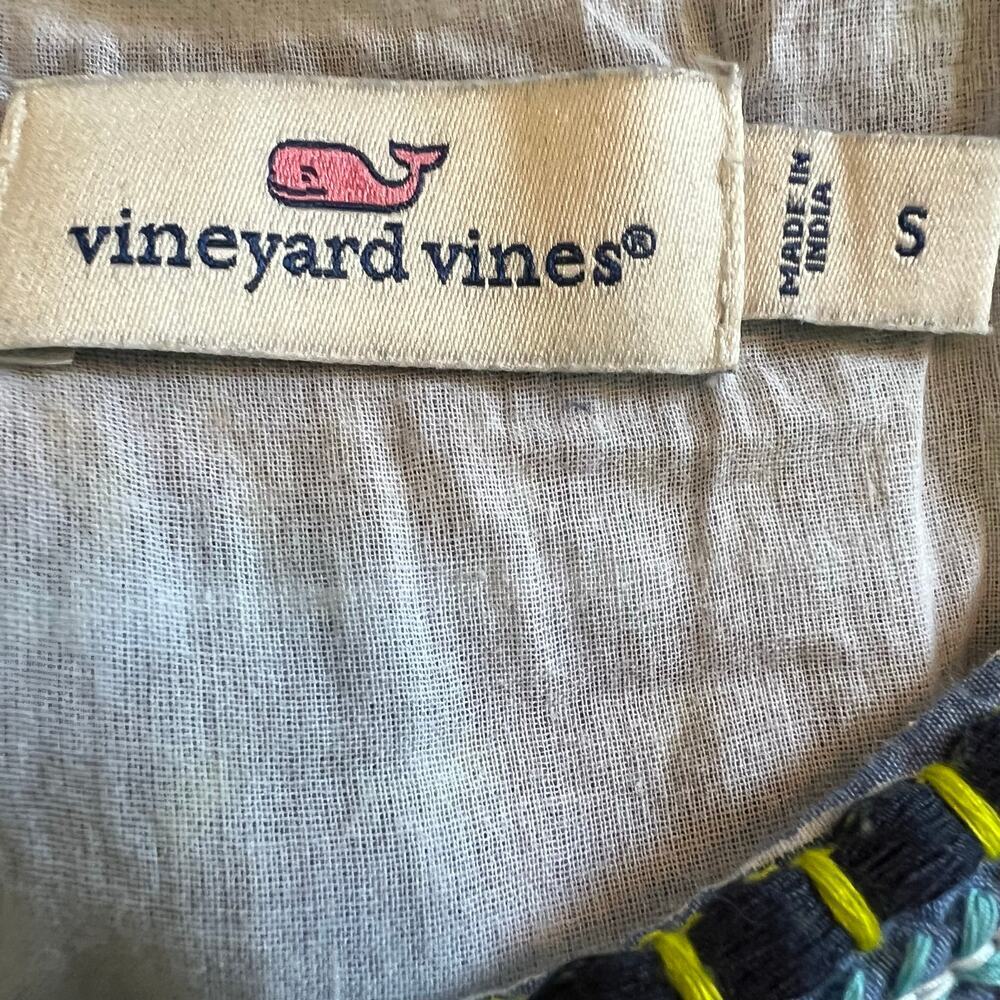 Vineyard Vines Embroidered Blue Striped Summer Tunic Shift Dress Size Small - Picture 6 of 8